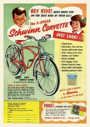 Schwinn Bicycle BS5 - Framed Vintage Advertising Artwork from Interior Elements, Eagle WI