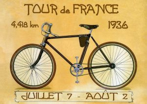 Bicycle Tour de France BTTF - Framed Vintage Artwork from Interior Elements, Eagle WI