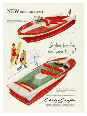 Boating Chris Craft BCCA12 - Framed Vintage Nautical & Boat Artwork from Interior Elements, Eagle WI