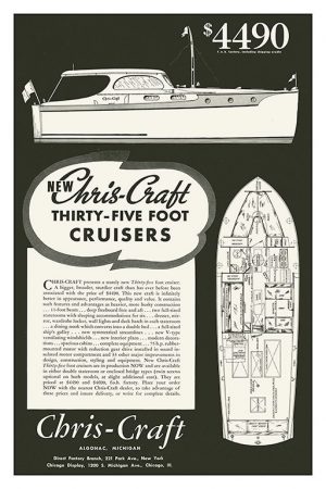 Boating Chris Craft BCCABW3 - Framed Vintage Nautical & Boat Artwork from Interior Elements, Eagle WI