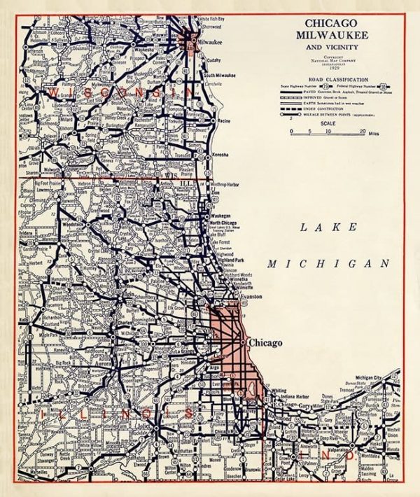 Chicago Milwaukee Road MAP MCM - Framed Artwork from Interior Elements, Eagle WI