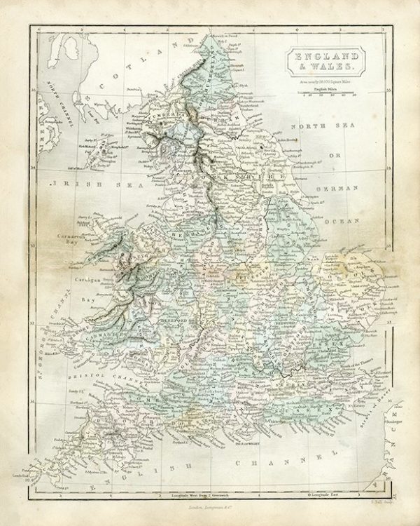 England Map ME - Framed Antique Map / Artwork from Interior Elements, Eagle WI