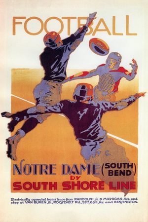 Football Notre Dame FND - Framed Vintage Artwork from Interior Elements, Eagle WI