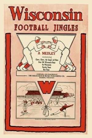Football Wisconsin WFJ - Framed Vintage Artwork from Interior Elements, Eagle WI