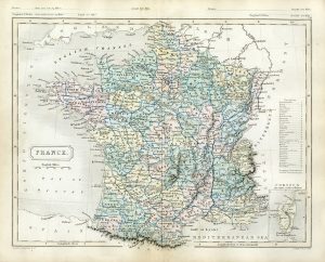 France Map MF - Framed Antique Map / Artwork from Interior Elements, Eagle WI