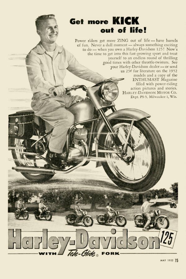 Harley Motorcycle Ad HM2 - Framed Vintage Advertising Artwork from Interior Elements, Eagle WI