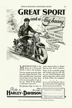 Harley Motorcycle Ad HM3 - Framed Vintage Advertising Artwork from Interior Elements, Eagle WI