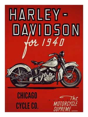Harley Motorcycle Ad HM4 - Framed Vintage Advertising Artwork from Interior Elements, Eagle WI