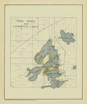 Lauderdale Lakes 1921 20x24 - Framed Antique Map / Artwork from Interior Elements, Eagle WI
