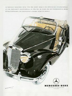 Mercedes Car Ad AutM1 - Framed Vintage Artwork from Interior Elements, Eagle WI