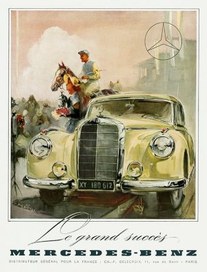 Mercedes Car Ad AutM2 - Framed Vintage Artwork from Interior Elements, Eagle WI