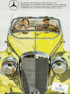 Mercedes Car Ad AutM8 - Framed Vintage Artwork from Interior Elements, Eagle WI