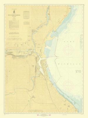 Milwaukee Harbor Map MMH - Framed Antique Map / Artwork from Interior Elements, Eagle WI
