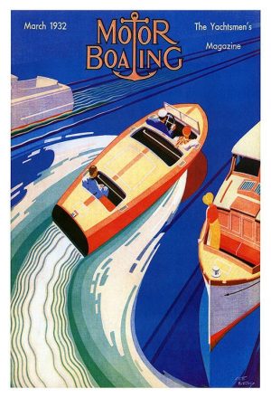 Motor Boating 1932 BMB1 - Framed Vintage Nautical Artwork from Interior Elements, Eagle WI