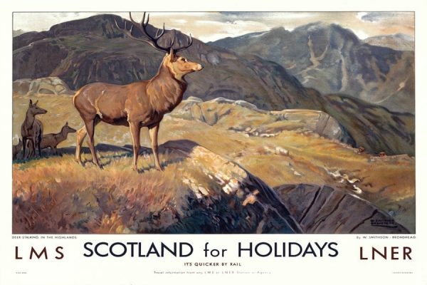 Scotland Deer EPSH - Framed Vintage Artwork from Interior Elements, Eagle WI