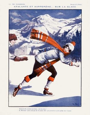 Skating French WSFS - Framed Vintage Artwork from Interior Elements, Eagle WI