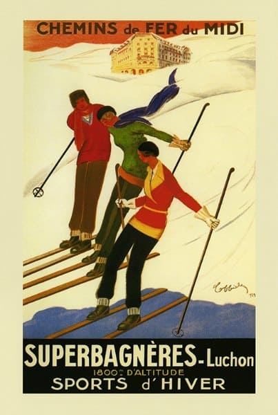 Skiing French WSSF - Framed Vintage Artwork from Interior Elements, Eagle WI