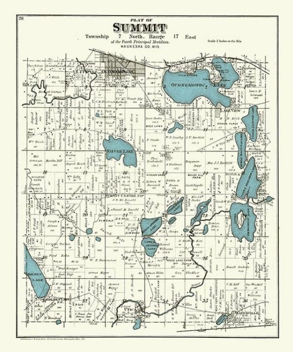 Summit 1891 PMWS - Framed Antique Map / Artwork from Interior Elements, Eagle WI