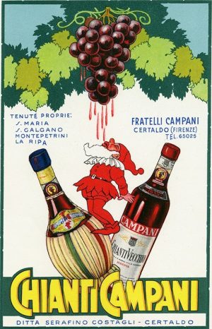 Wine Chianti Campani BFCC1 - Framed Vintage Wine Artwork from Interior Elements, Eagle WI