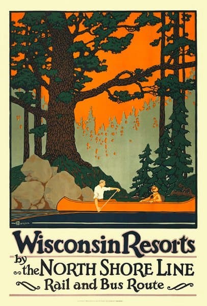 Wisconsin Resorts WPWRNS - Framed Vintage Artwork from Interior Elements, Eagle WI