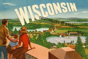 Wisconsin Vacationland WPWV - Framed Vintage Artwork from Interior Elements, Eagle WI