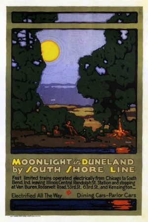 Chicago-South-Shore-Line-Moonlight-in-Duneland-CHISS2 - Framed Artwork from Interior Elements, Eagle, WI