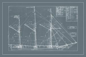 Nautical-Ship-Blueprint-BP1 - Framed Vintage Artwork from Interior Elements, Eagle WI