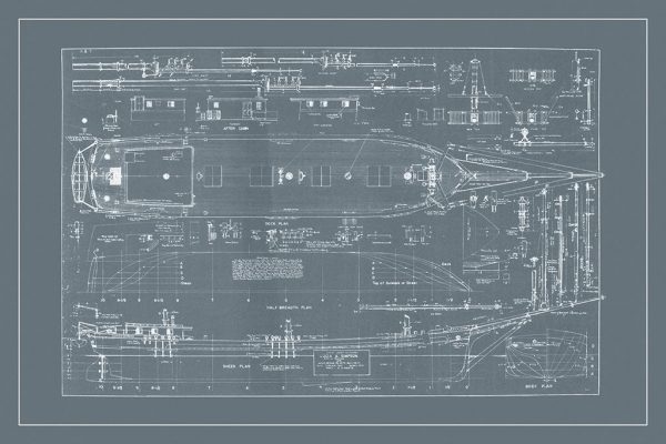 Nautical-Ship-Blueprint-BP2 - Framed Vintage Artwork from Interior Elements, Eagle WI