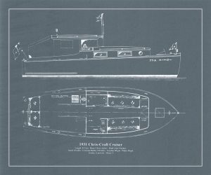 Nautical-Ship-Boat-Blueprint-BP14 - Framed Vintage Artwork from Interior Elements, Eagle WI