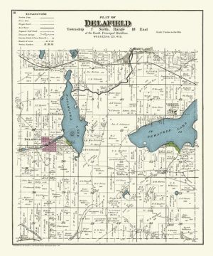 Plat-Map-Delafield-1891-PMD1891 - Framed Antique Map / Artwork from Interior Elements, Eagle WI