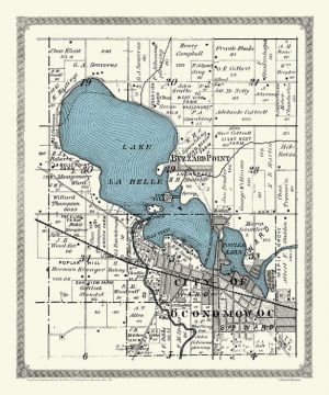 Plat-Map-Lac-La-Belle-Fowler-Lakes-1891-PMLLB1891 - Framed Antique Map / Artwork from Interior Elements, Eagle WI