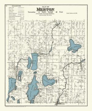 Plat-Map-Merton-1891-PMM1891 - Framed Antique Map / Artwork from Interior Elements, Eagle WI