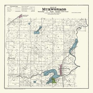 Plat-Map-Mukwonago-1891-PMMUK1891 - Framed Antique Map / Artwork from Interior Elements, Eagle WI