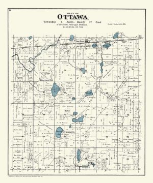 Plat-Map-Ottawa-1891-PMOTT1891 - Framed Antique Map / Artwork from Interior Elements, Eagle WI