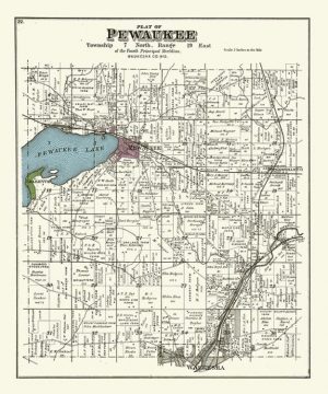 Plat-Map-Pewaukee-1891-PMP1891 - Framed Antique Map / Artwork from Interior Elements, Eagle WI