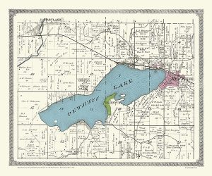 Plat-Map-Pewaukee-Lake-1891-PMPL1891 - Framed Antique Map / Artwork from Interior Elements, Eagle WI