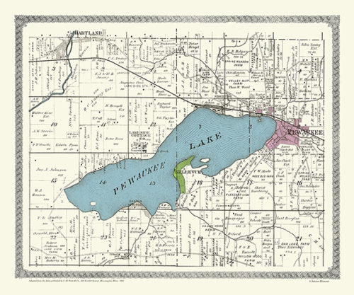 Plat Map Pewaukee Lake 1891 Interior Elements   Plat Map Pewaukee Lake 1891 PMPL1891 500x417 