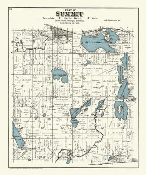 Plat-Map-Summit-1891-PMS1891 - Framed Antique Map / Artwork from Interior Elements, Eagle WI