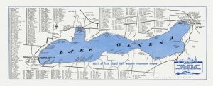 Lake-Geneva-Lake Map-LGLM-Framed Vintage Artwork from Interior Elements, Eagle WI