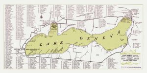 Lake-Geneva-Green-Map-LGGM-Framed Vintage Artwork from Interior Elements, Eagle WI