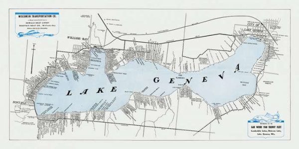 lake-geneva-map-1940-lgm1940-Framed Vintage Artwork from Interior Elements, Eagle WI