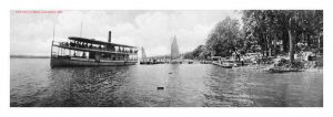 Lake-Geneva-Panoramic-Black-and-White-LGPBW-Framed Vintage Artwork from Interior Elements, Eagle WI