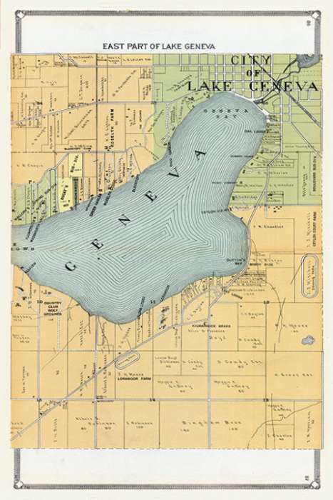 plat-map-geneva-lake-3-part-east-pmahgl3e-Framed Vintage Artwork from Interior Elements, Eagle WI
