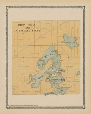 plat-map-lauderdale-lakes-1907-pmahll1907- Framed Vintage Artwork from Interior Elements, Eagle WI