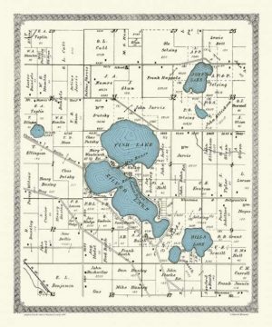 Plat-Map-Silver-Lake-PMWCSL-Framed Vintage Artwork from Interior Elements, Eagle WI