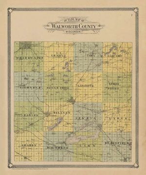 plat-map-walworth-county-1907-pmahwc1907-Framed Vintage Artwork from Interior Elements, Eagle WI
