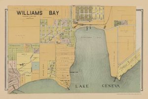 plat-map-williams-bay-1907-pmahwb1907-Framed Vintage Artwork from Interior Elements, Eagle WI