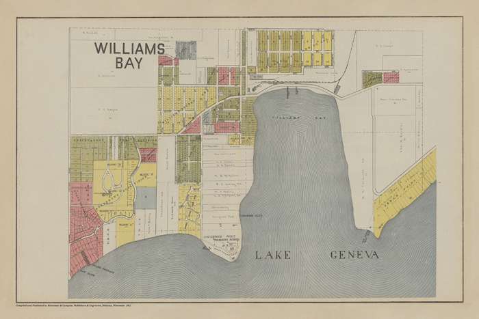 plat-map-williams-bay-1921-pmawb1921-Framed Vintage Artwork from Interior Elements, Eagle WI