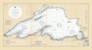 Lake Superior 22x40 Framed Map from Interior Elements, Eagle WI