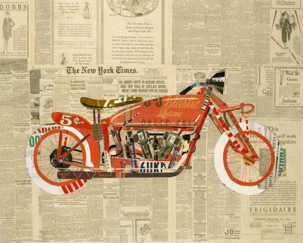 Newspaper Bike 16X20-3 Framed Artwork from Interior Elements, Eagle WI